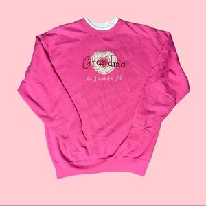 Vintage Rhinestone Crewneck Sweatshirt Grandma “the heart of it all”